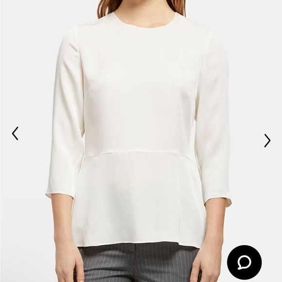 Theory Long-Sleeve Peplum Top in Silk Georgette - Picture 3 of 8